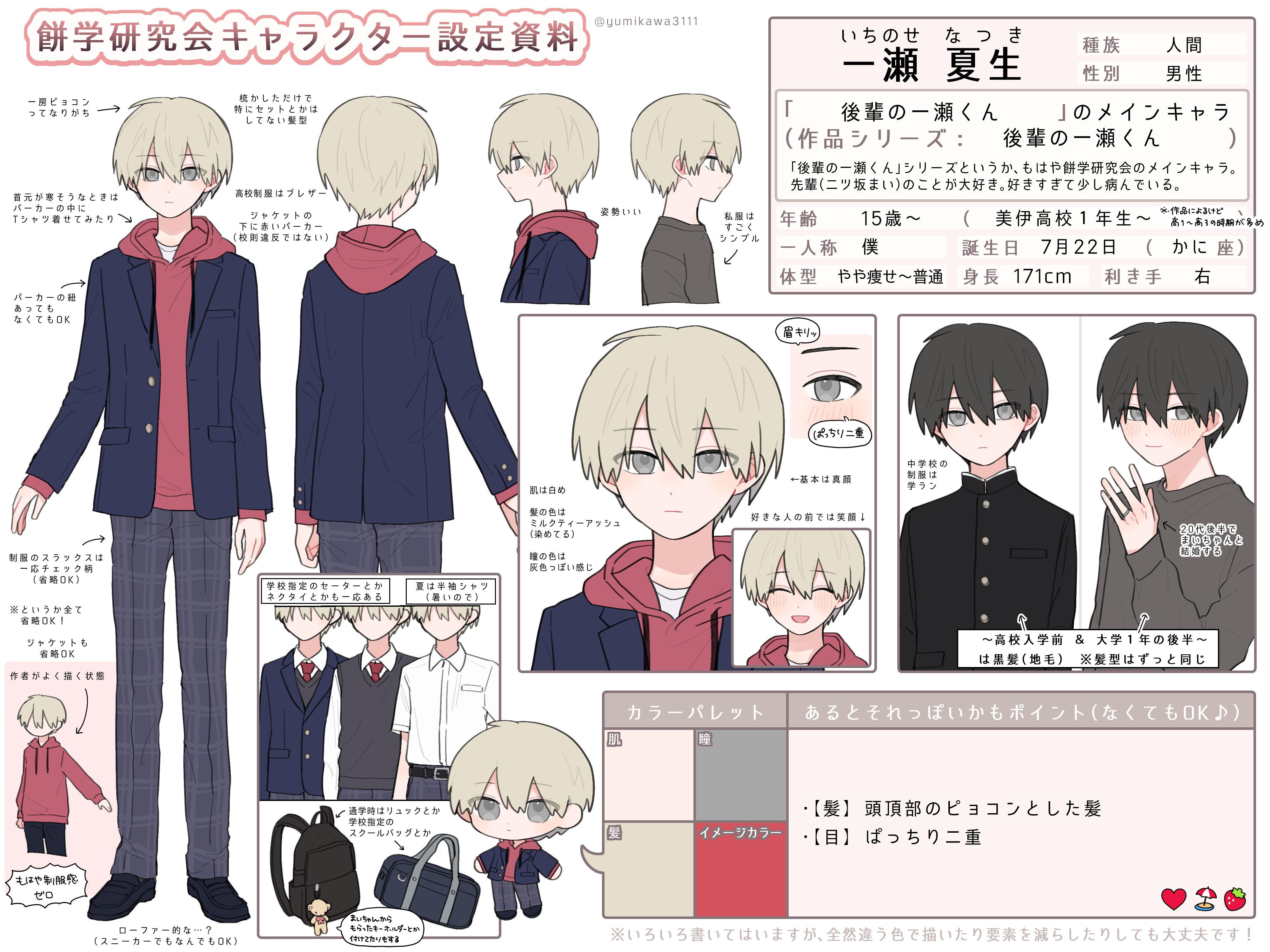 一瀬夏生の設定資料